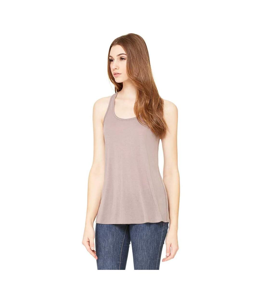 Womens/ladies racerback flowy tank top pebble brown Bella + Canvas