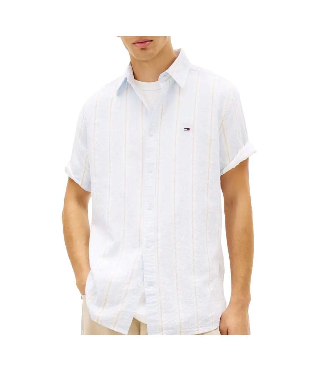 Chemise bleu clair/beige homme tommy hilfiger tjm reg-1
