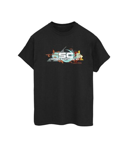 Disney Femmes/Ladies Lightyear Star Command Graphic Title Cotton Boyfriend T-Shirt (Noir) - UTBI50322