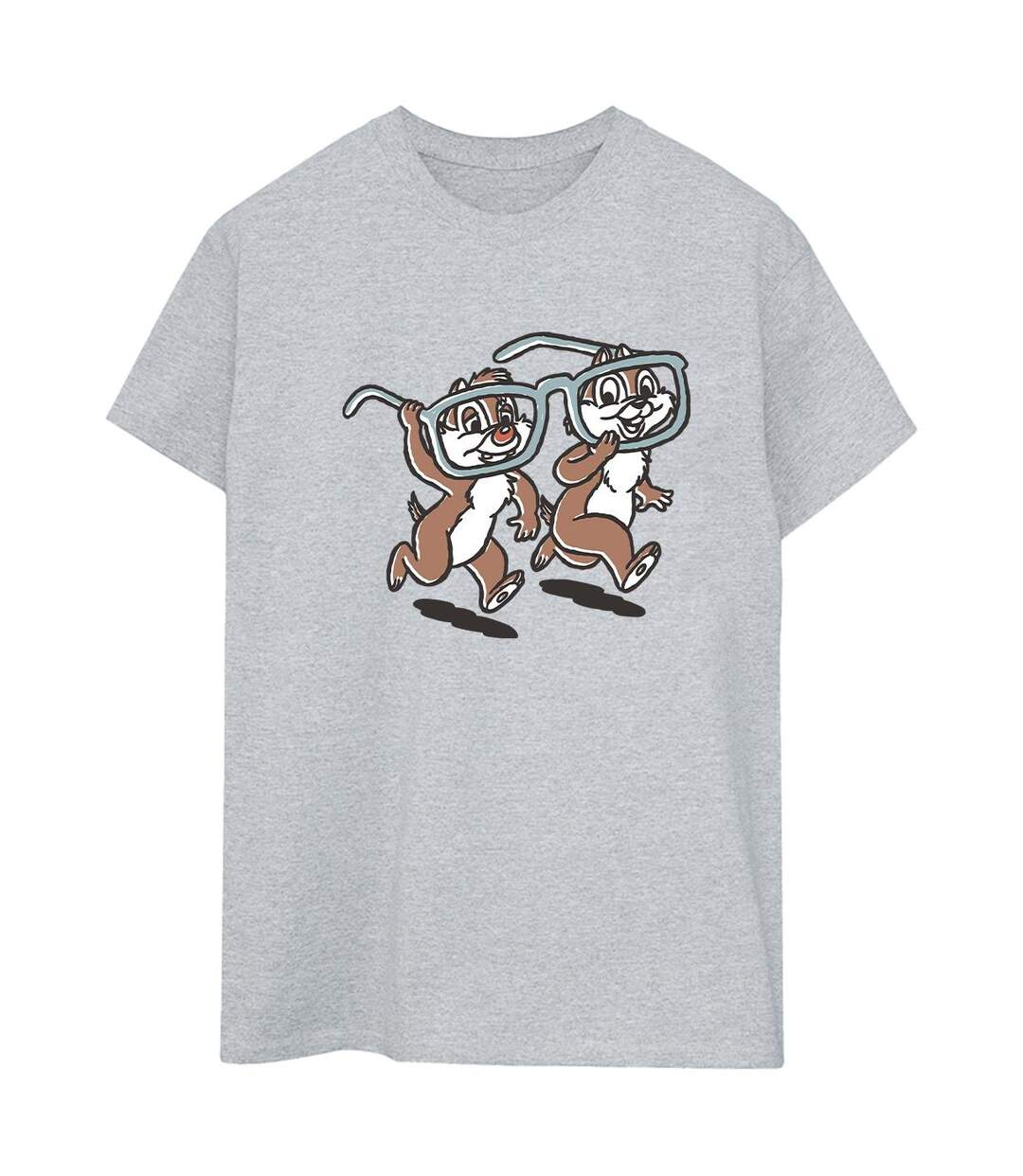 Disney Femme/Les femmes Chip 'n Dale Glasses Cotton Boyfriend T-Shirt (Gris sportif) - UTBI18719-1