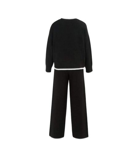 Ensemble Haut Et Bas Manches Longues Femme Noir Blanc Miso