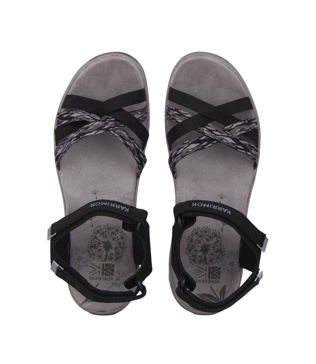 Womens/ladies Salina Cross Strap Leather Walking Sandals Black Grey Karrimor-4