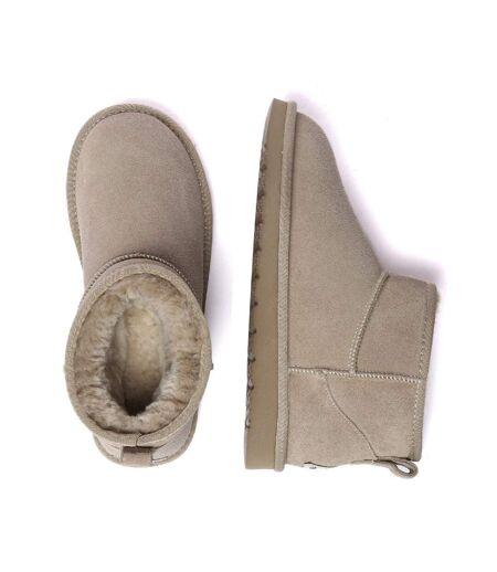 Womens/ladies Finch Ultra Classic Cow Suede Mini Boots Sand EverAu