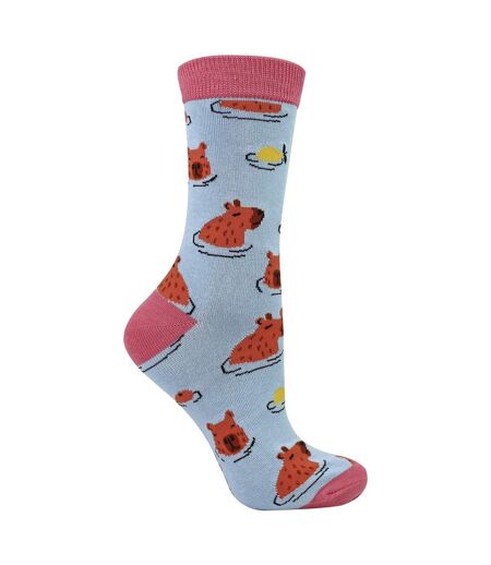 Miss Sparrow - Chaussettes Fantaisie Femme Bambou Motif Capybara Douces Cadeau