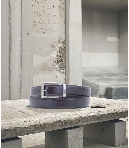Ceinture homme ajustable en croute de cuir marron foncé - boucle chromée - Longueur Ajustable
