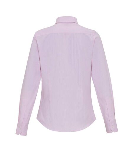 Womens/ladies Striped Cotton Blend Shirt White Pink Premier