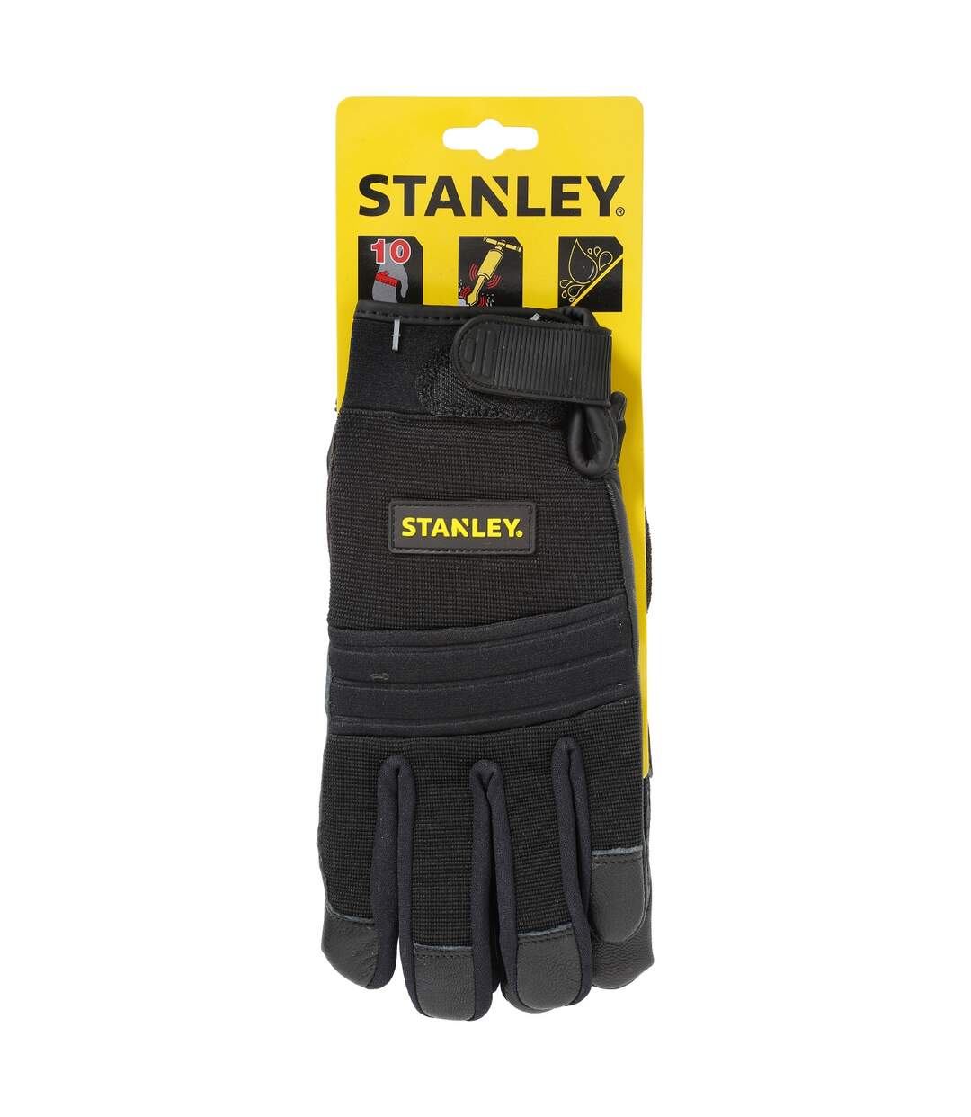 Unisex adult leather palm safety gloves l black Stanley-2
