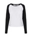 T-shirt Manches Longues Motif/style Contrasté Femme Blanc Noir Urban Classics-1