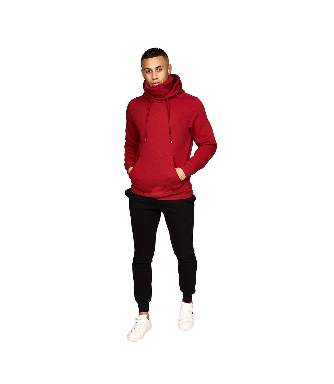 Mens Venmark Snood Collar Hoodie Red Juice-4