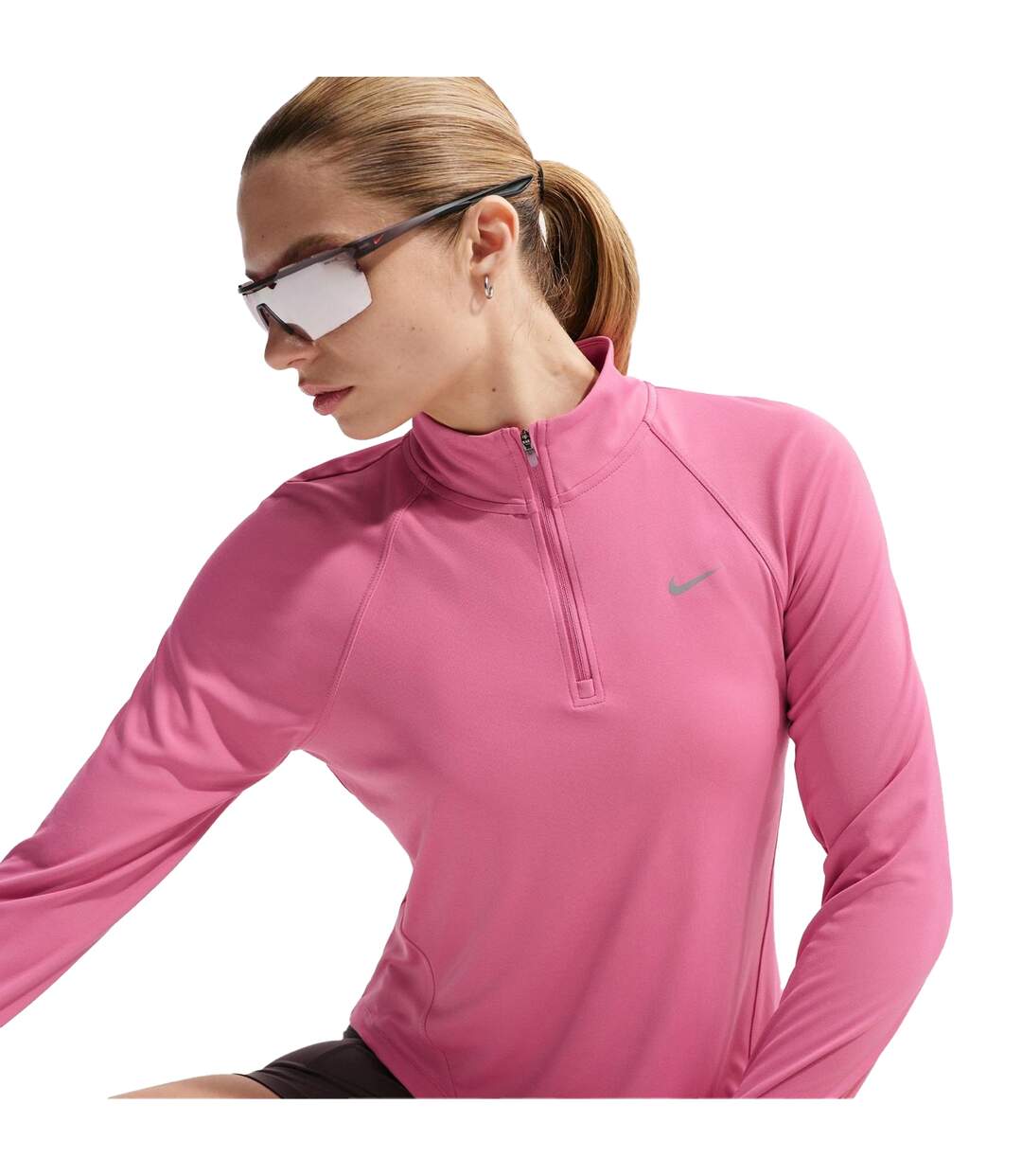 Haut Manches Longues Course À Pied Motif/style Swoosh Femme Rose Pâle Nike-1