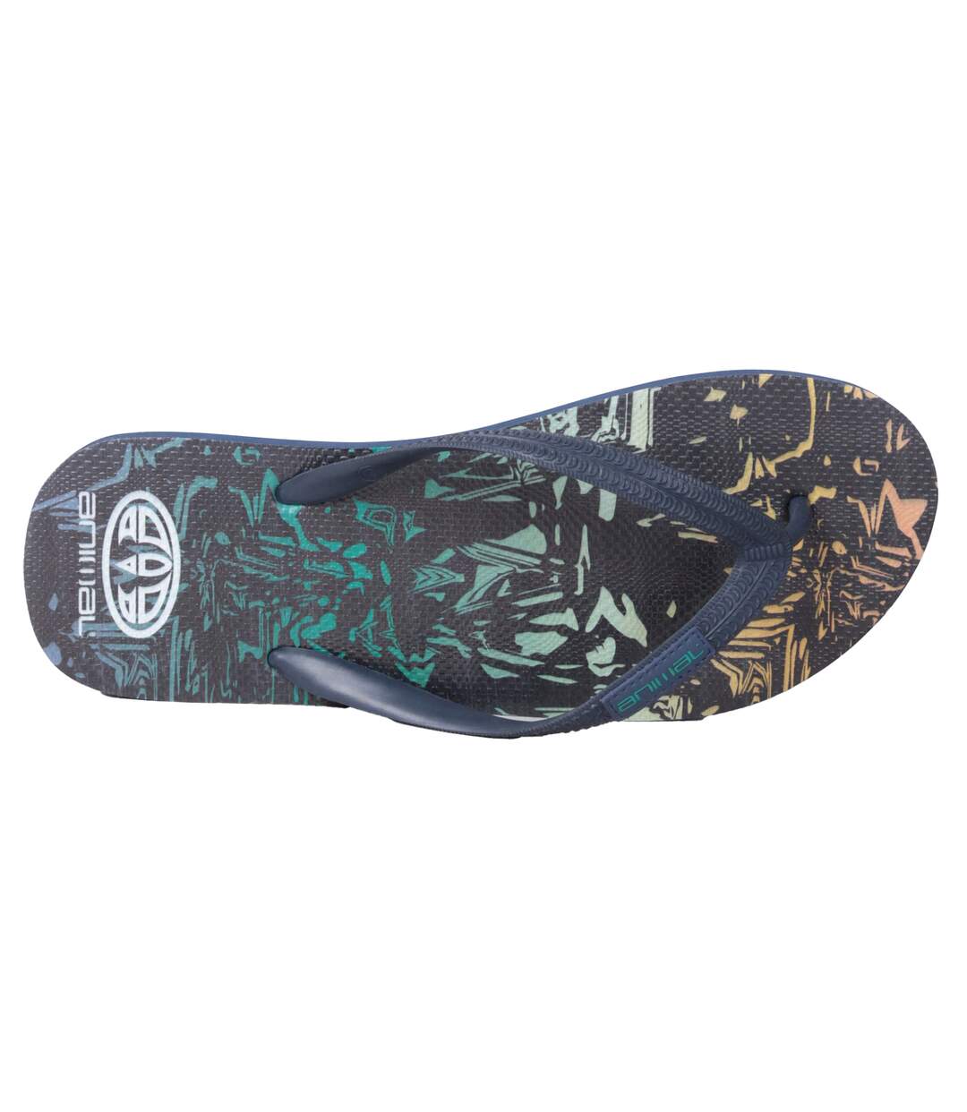 Mens oceana printed flip flops dark grey Animal-2