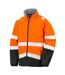 Mens Printable Safety Soft Shell Jacket Fluorescent Orange Black SAFE-GUARD By Result-1