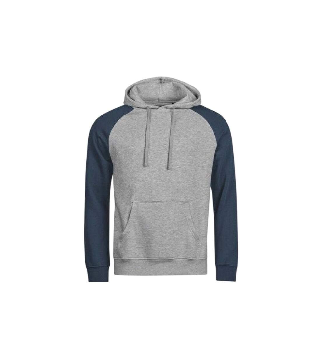 Mens Unlabeled Two Tone Relaxed Fit Raglan Hoodie Heather Grey Ink Tee Jays-1