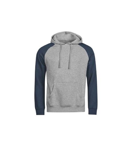 Mens Unlabeled Two Tone Relaxed Fit Raglan Hoodie Heather Grey Ink Tee Jays