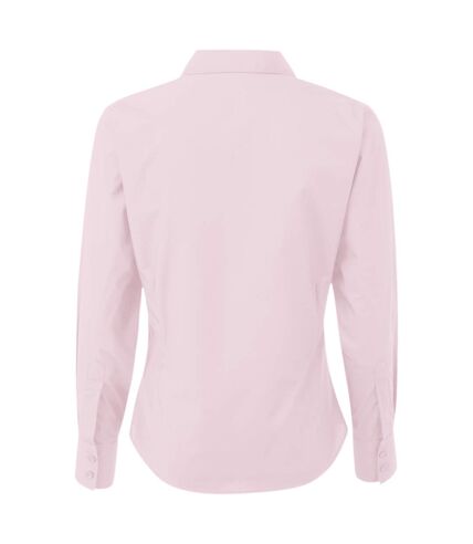 Premier Womens/Ladies Poplin Long Sleeve Blouse / Plain Work Shirt (Pink) - UTRW1090