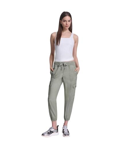 Womens/ladies Drawstring Waist Cargo Jogging Bottoms Bayleaf DKNY