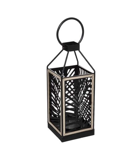 Lanterne en Métal Design Feuillage 38cm Noir