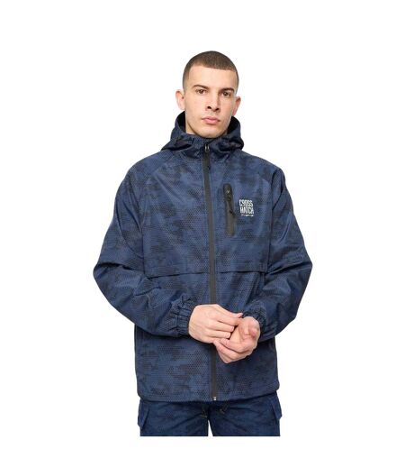 Mens Janscore All-over Print Lightweight Hooded Jacket Blue Crosshatch