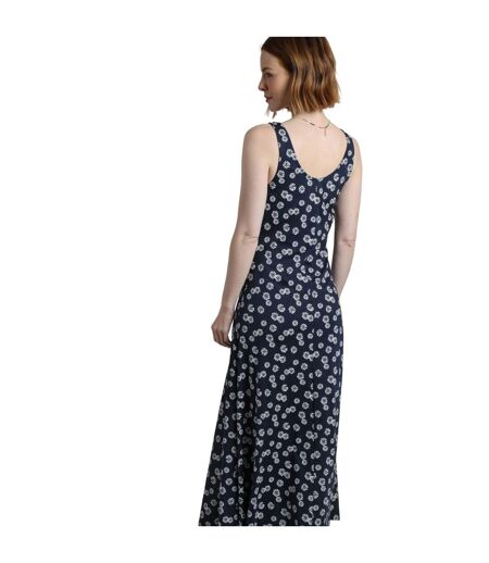 Womens/ladies tivoli printed jersey dress navy blue Weird Fish