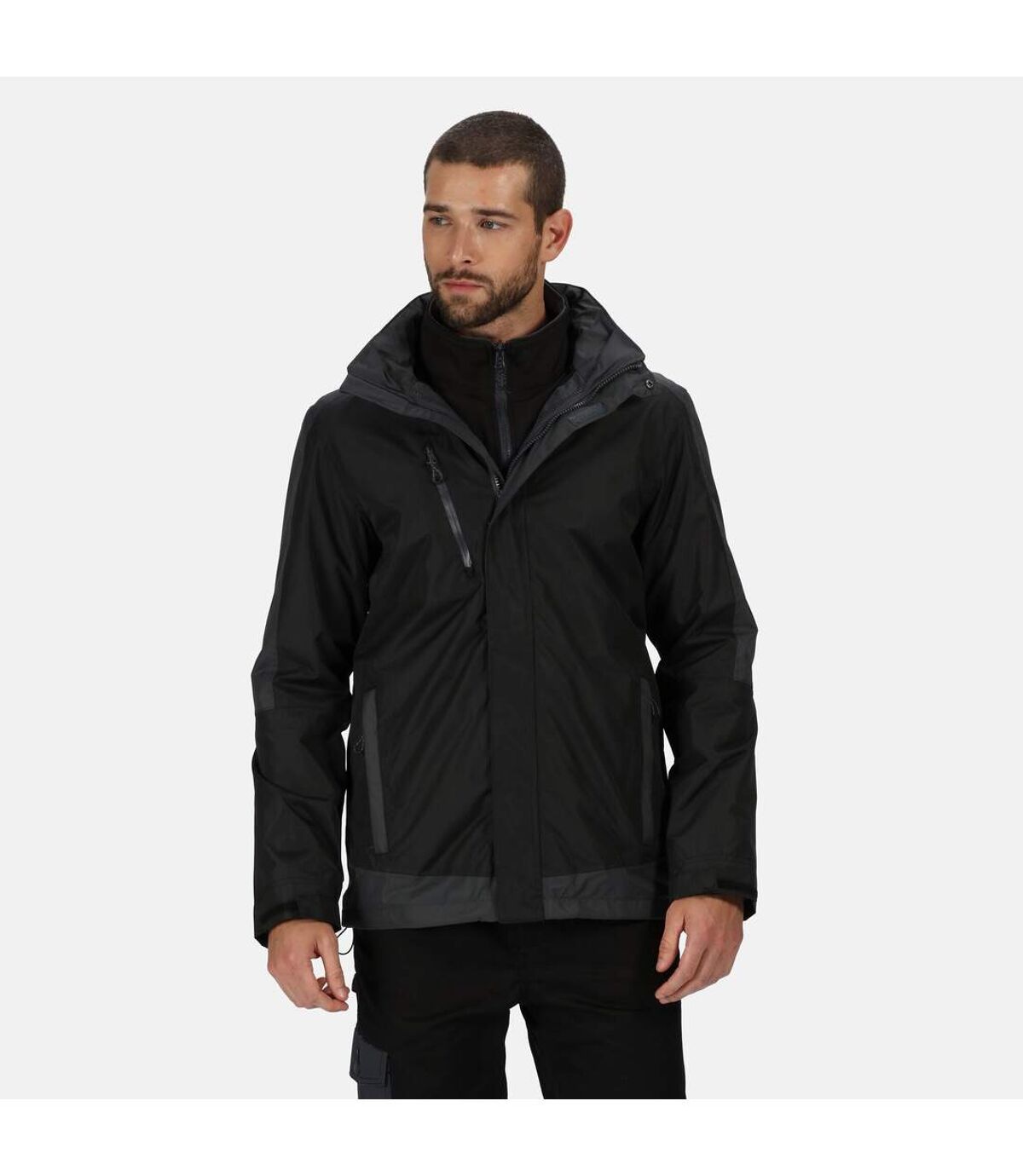 Regatta Mens Contrast 3 In 1 Jacket (Black/Seal Grey) - UTRG4095