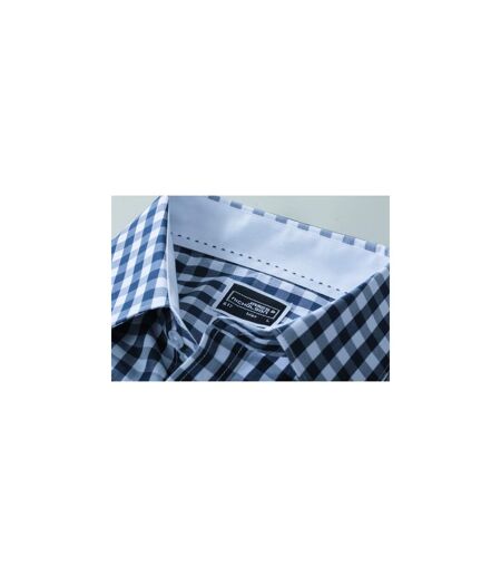 chemise manches longues carreaux vichy HOMME JN617 - bleu marine