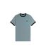 Mens Embroidered Logo Cotton T-shirt Blue Fred Perry-1