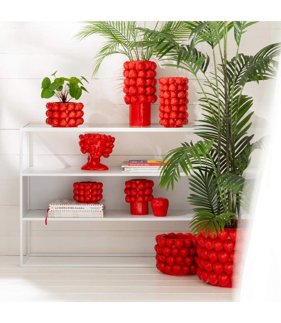 Vase Déco en Céramique Fraise 34cm Rouge-3