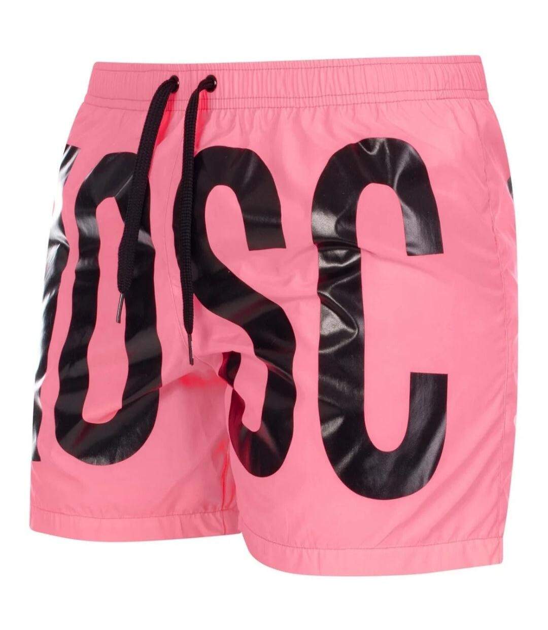 Mens Logo Swim Shorts Pink Moschino-3