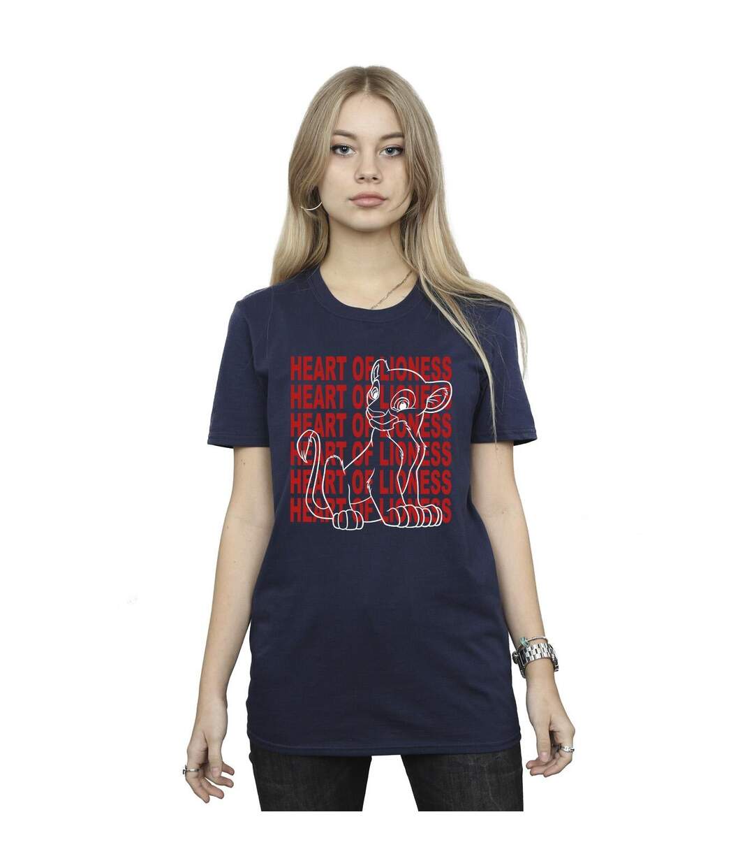 Disney Womens/Ladies The Lion King Heart Of A Lioness Cotton Boyfriend T-Shirt (Bleu marine) - UTBI29372-1
