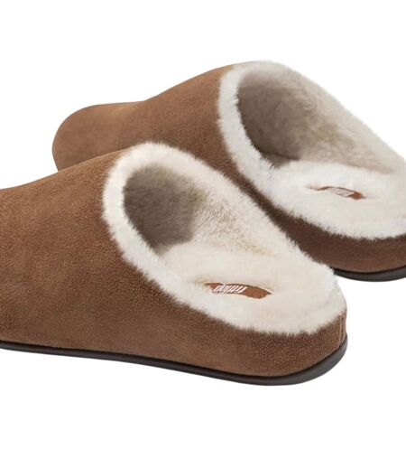 Womens/ladies chrissie suede shearling slippers tan FitFlop