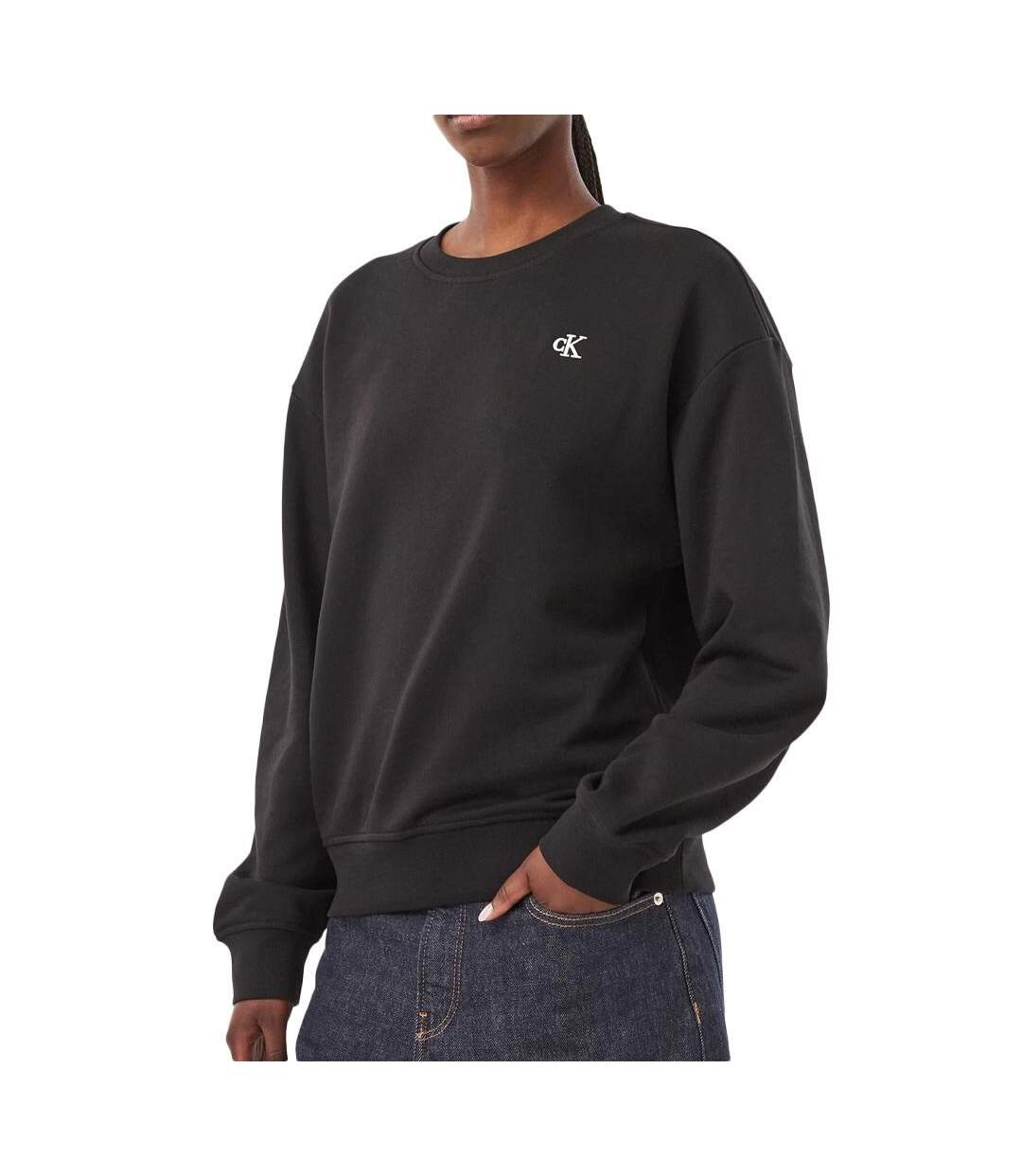 Sweat noir femme calvin klein jeans monogram-1