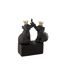 Statuette Éléphants sur Socle Couronne 21cm Noir-1