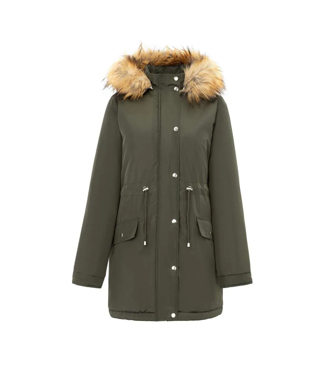 Parka Motif/style À Capuche Femme Vert Kaki Miso-1