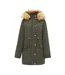 Parka Motif/style À Capuche Femme Vert Kaki Miso-1