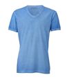 T-shirt style bohémien col V homme JN976 - bleu horizon