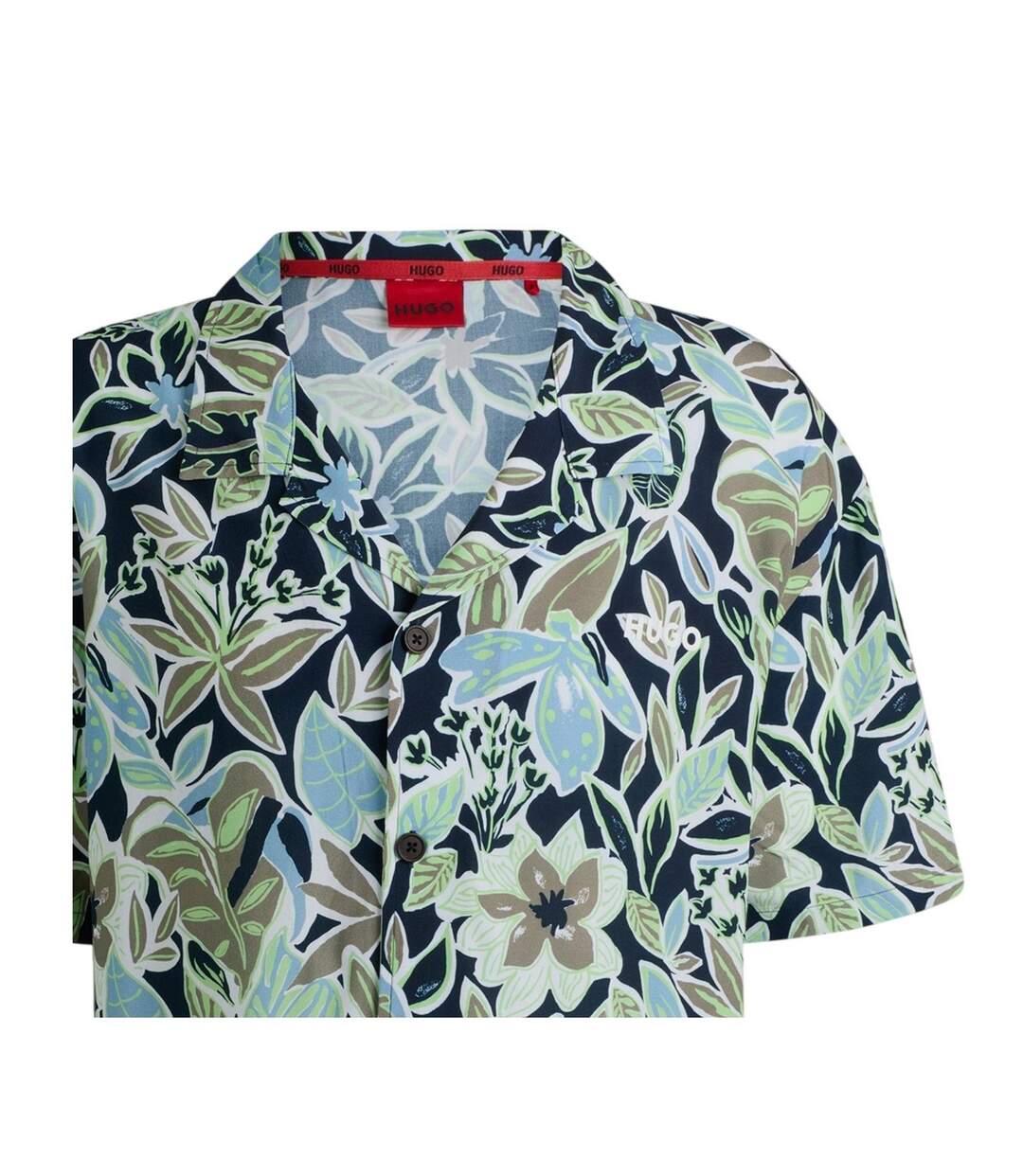 Chemise Motif/style Floral Homme Bleu Marine Blanc Hugo-3