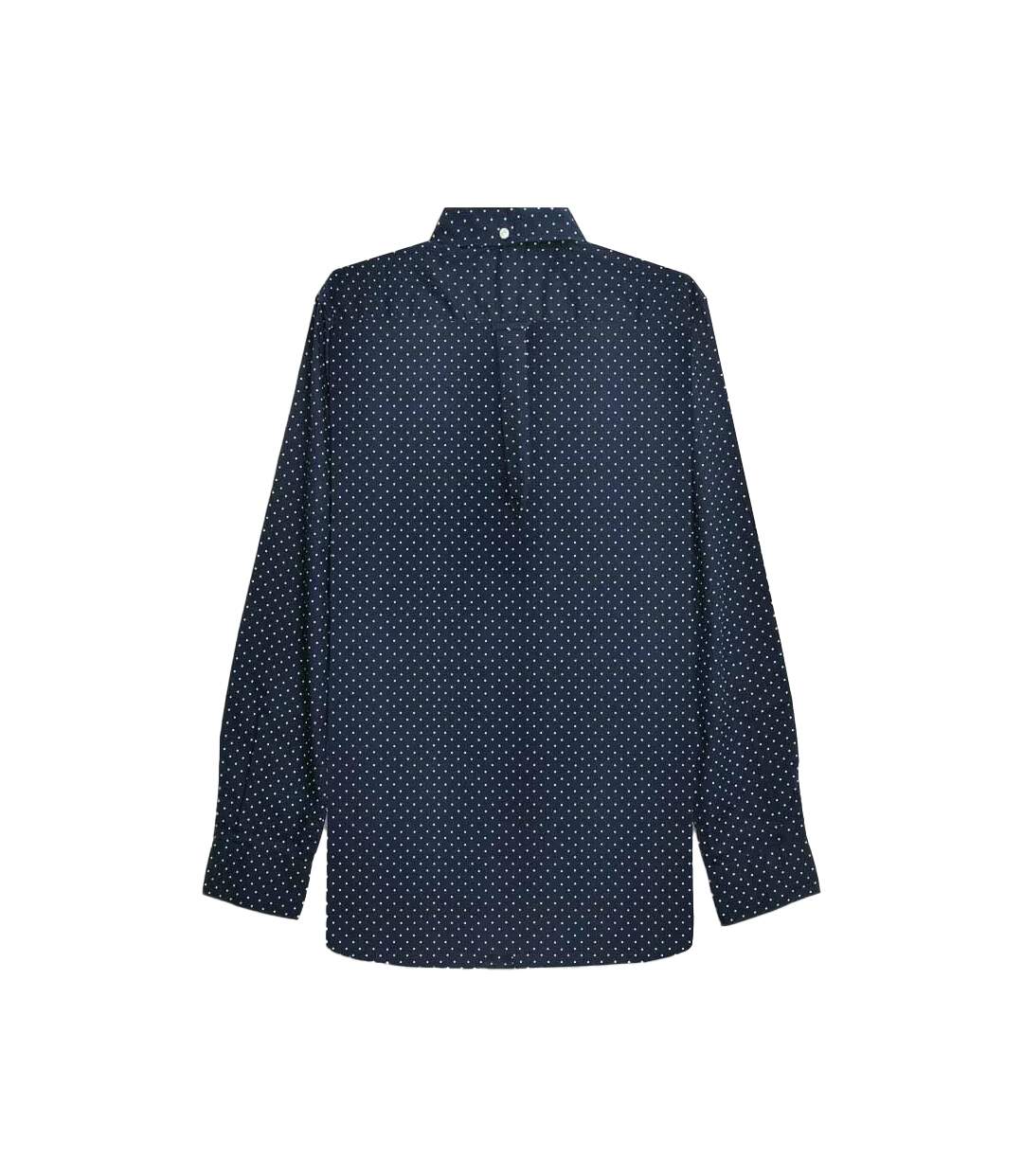 Chemise Manches Longues Motif/style À Points Homme Bleu Marine Foncé Lambretta-3