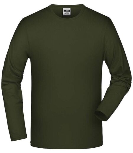 T-shirt stretch homme manches longues - JN056 - vert olive