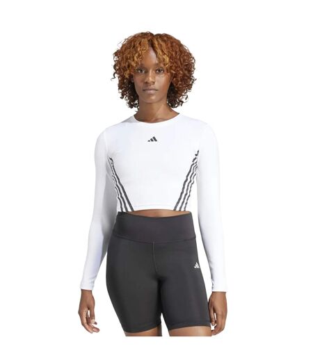 T-shirt court manches longues hyperglam femme blanc / noir Adidas