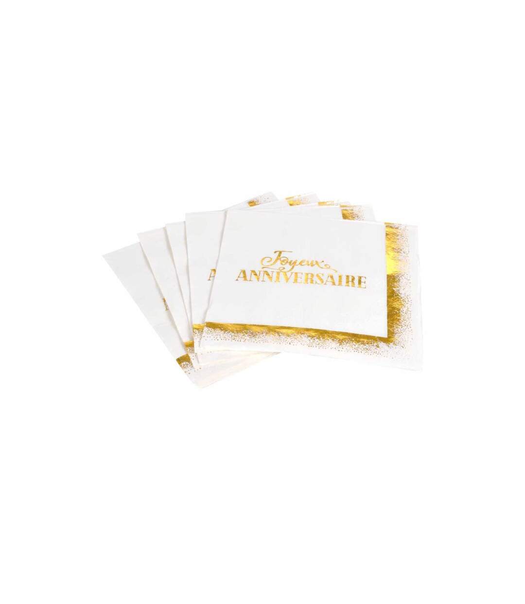 Lot de 20 Serviettes en Papier Anniversaire Gold 33x33cm Blanc-1