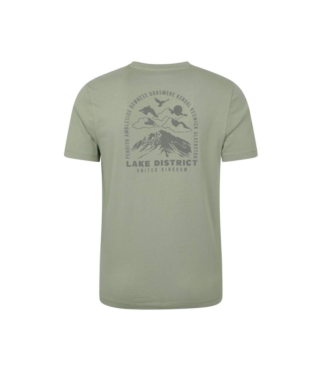Mens Lake District Back Print Short-sleeved T-shirt Khaki Green Mountain Warehouse-2