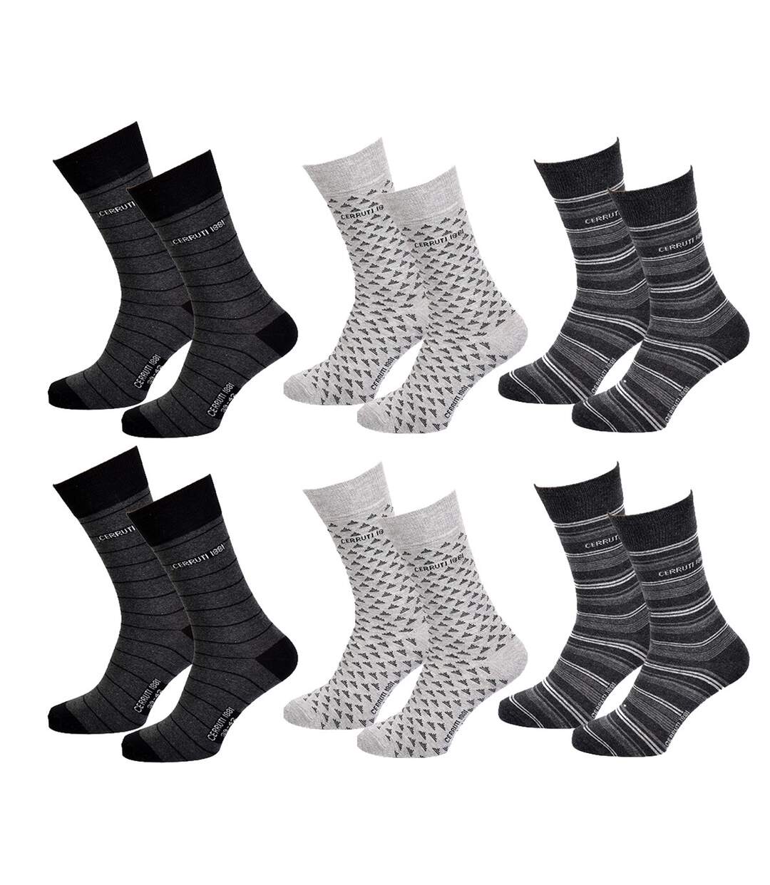 Chaussettes homme CERRUTI 1881 Confort et qualité -Assortiment modèles photos selon arrivages- Pack de 6 paires Ville CERRUTI 1881 Gris