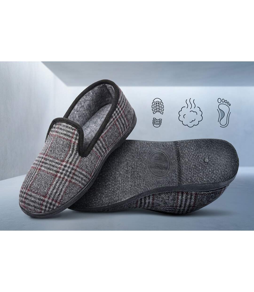 OZABI Pantoufles Homme Charentaises Chaudes Antidérapantes-5