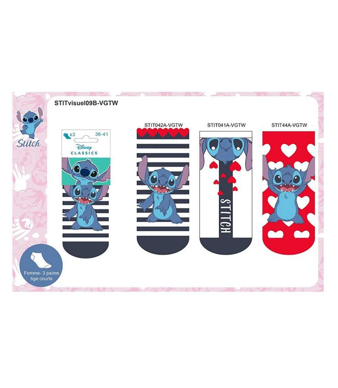 Chaussettes Pack Femme LILO ET STITCH Pack de 6 Paires SNEAKER 0243-4