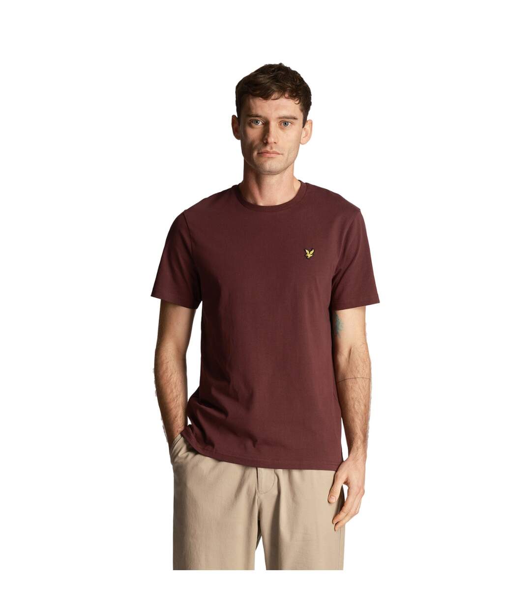 T-shirt uni pour hommes bourgogne Lyle & Scott-1