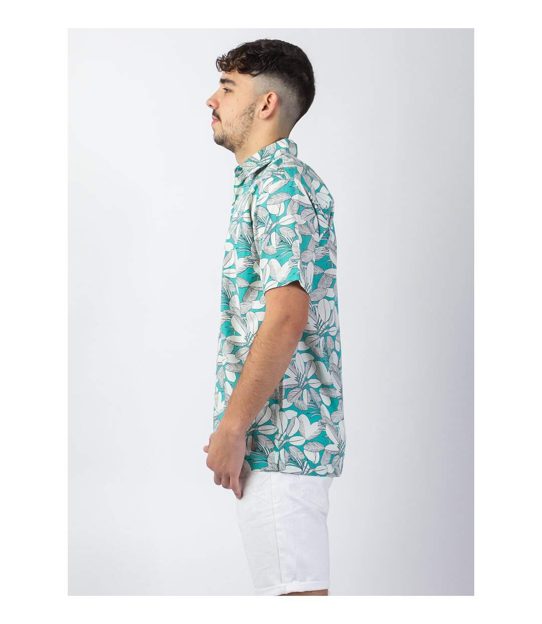 Chemise homme manches courtes LORENZO imprimé jungle vert Coton Du Monde