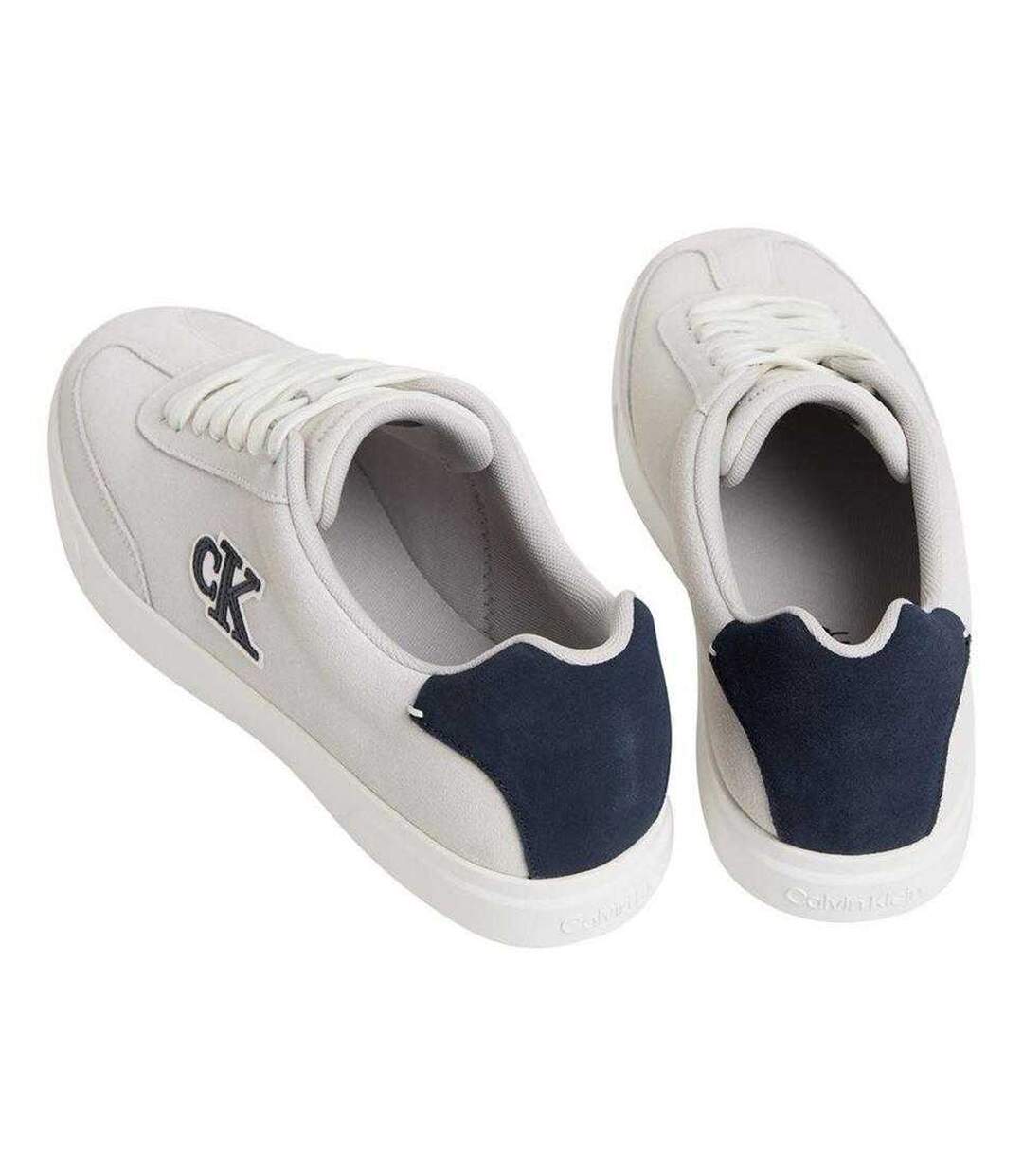 Mens Suede Low Trainers Off White Navy Calvin Klein-2