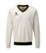 Surridge Mens Fleece Lined Sweater / Sports / Cricket (White/ Green trim)
