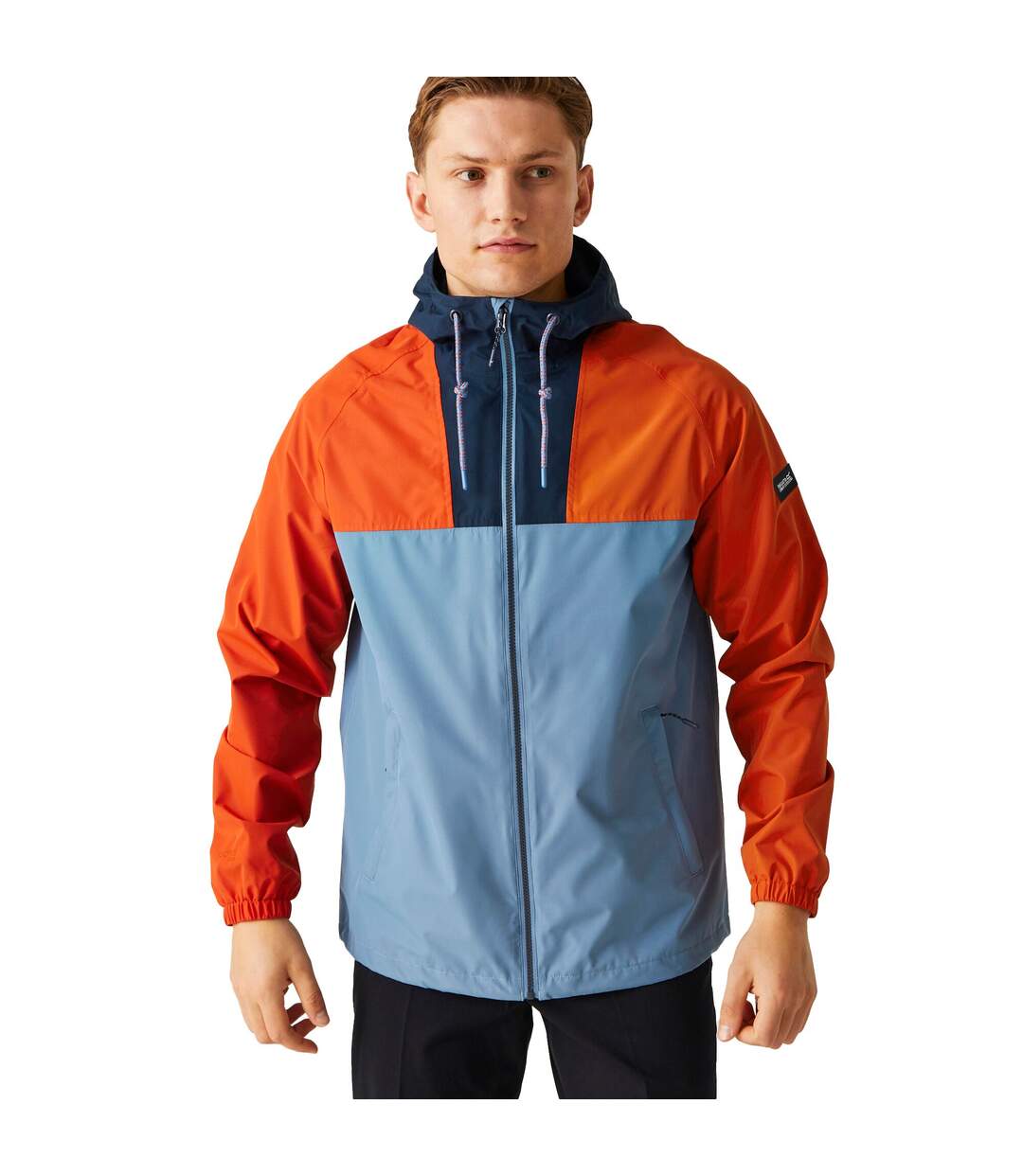 Mens Belcastel Waterproof Jacket Rusty Orange Coronet Blue Navy Regatta-4