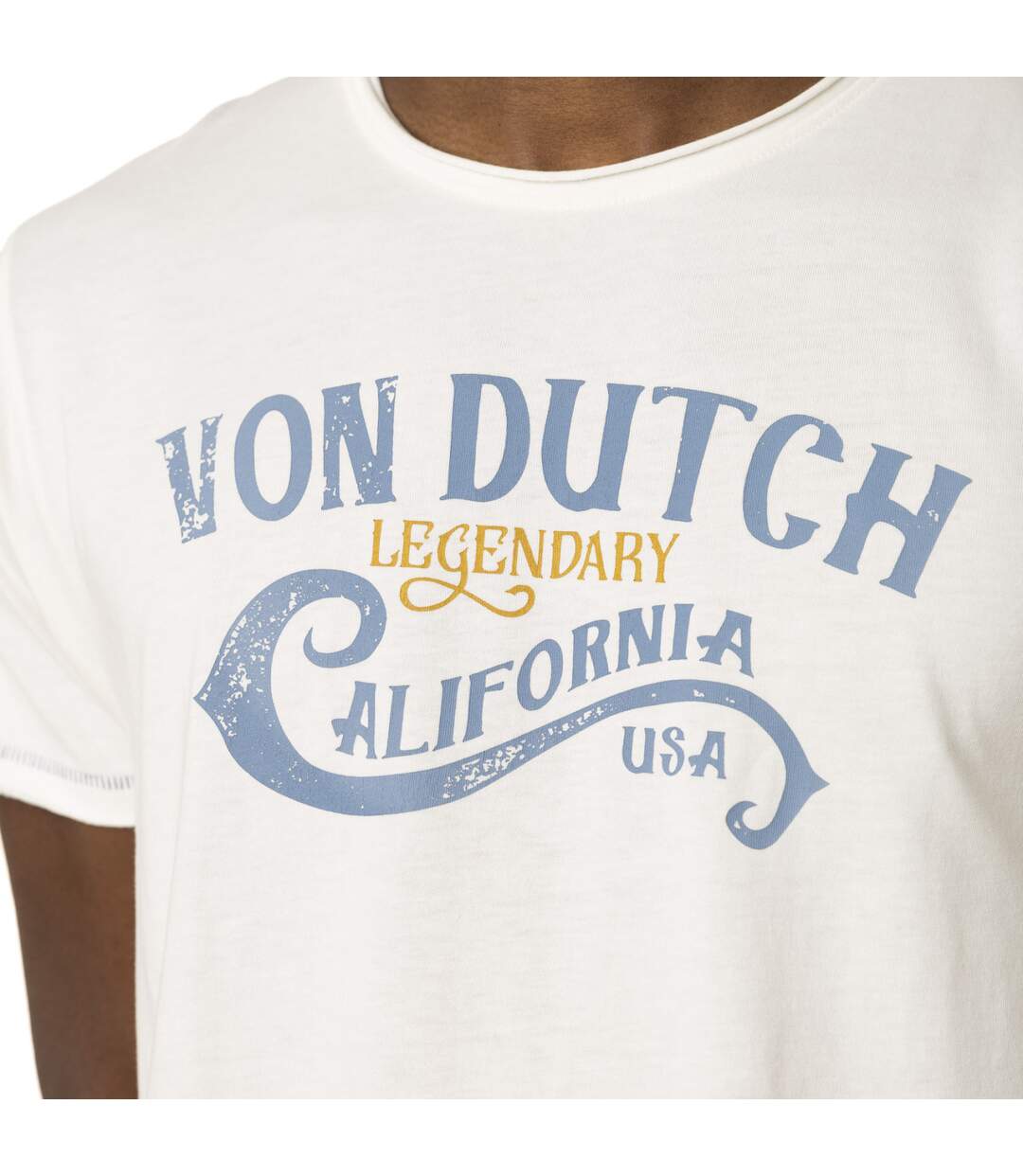 T-shirt homme chiné col rond avec print devant Calif Vondutch